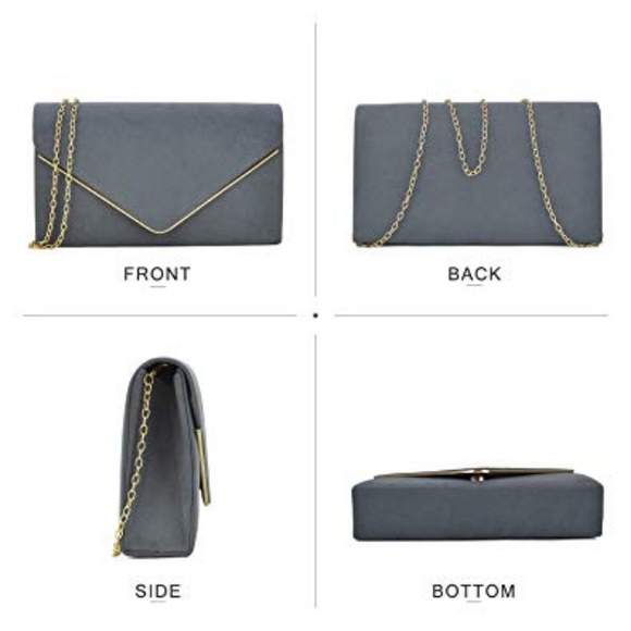 Women’s gray (Pewter) and gold Clutch Purse - Picture 5 of 6